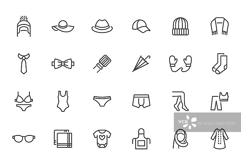 服装配饰线条图标集：领结图片素材