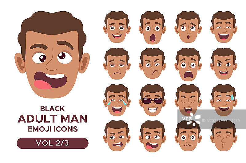 黑色成年男人表情符号图标集2 3图片素材