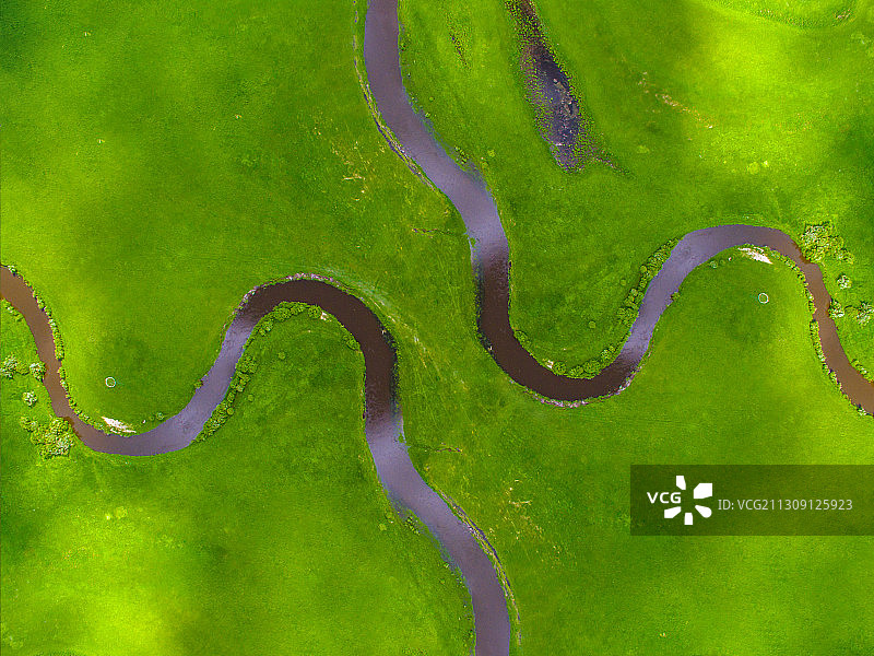 航拍草原九曲图片素材