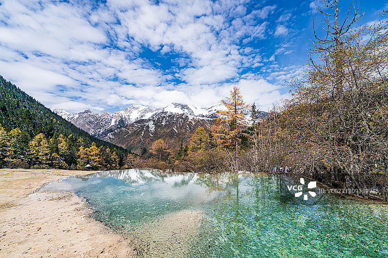 黄龙风景区争艳彩池图片素材