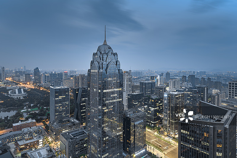 浙江省宁波市南部商务区cbd夜景风光图片素材