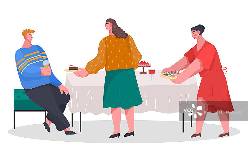 人们准备家庭招待宴会图片素材