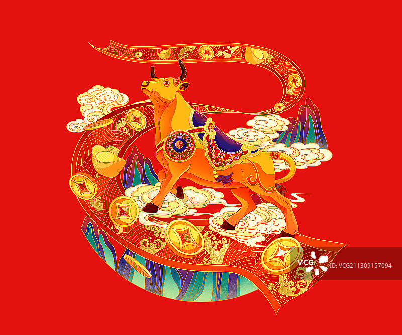 牛年新年图图片素材