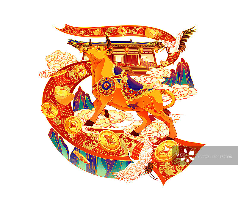 牛年新年图图片素材