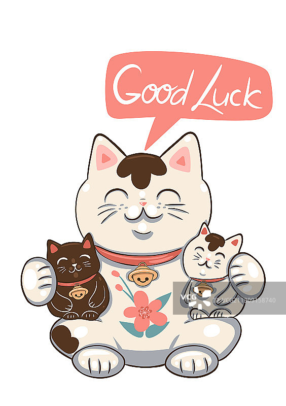 白色背景下的招财猫图片素材