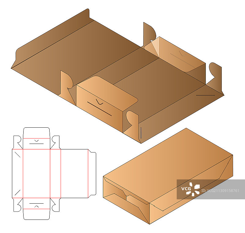 盒包装模切模板设计三维模型图片素材