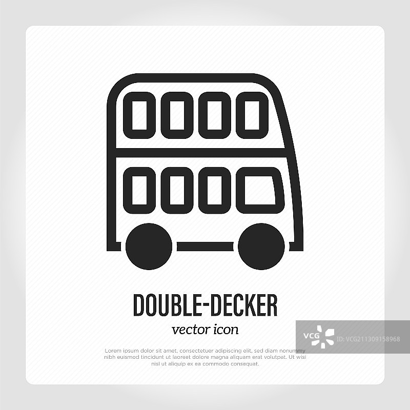 双层巴士细线图标侧视图标志图片素材