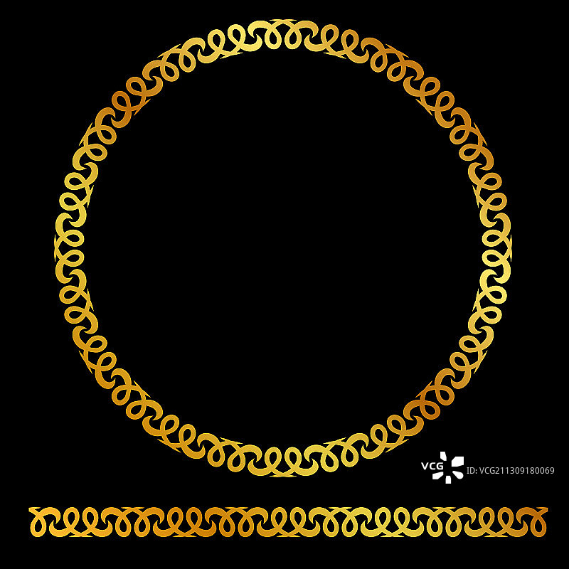 金色圆角花卉圆形边框图片素材