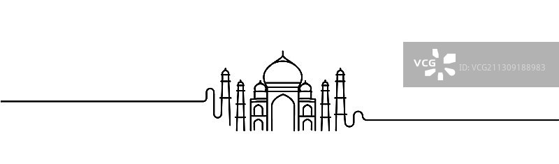 手绘印度阿格拉泰姬陵线条艺术图片素材