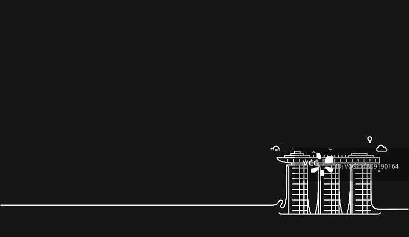 新加坡滨海湾金沙扁平线稿图片素材