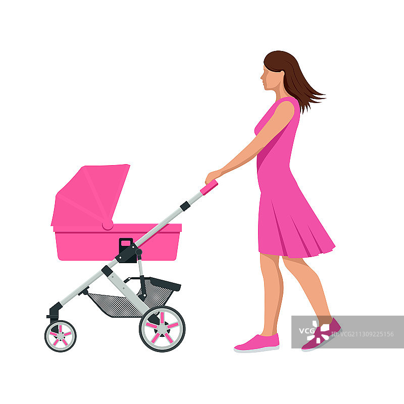 白色背景上的婴儿车图片素材