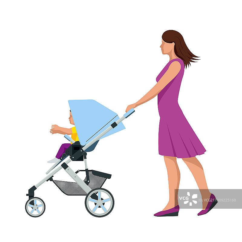 白色背景上的婴儿车图片素材