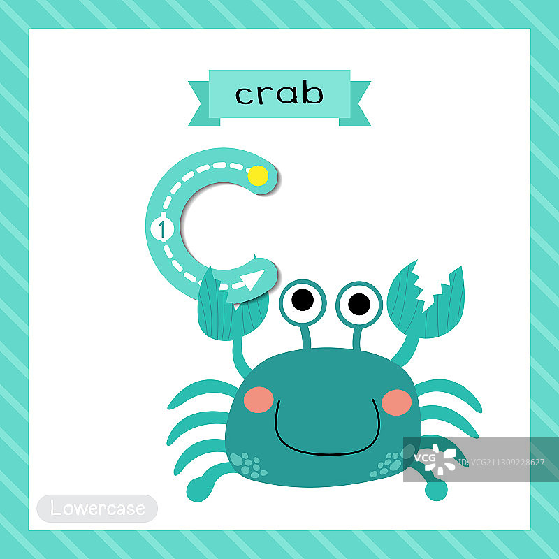 小写字母C描摹蓝色螃蟹图片素材