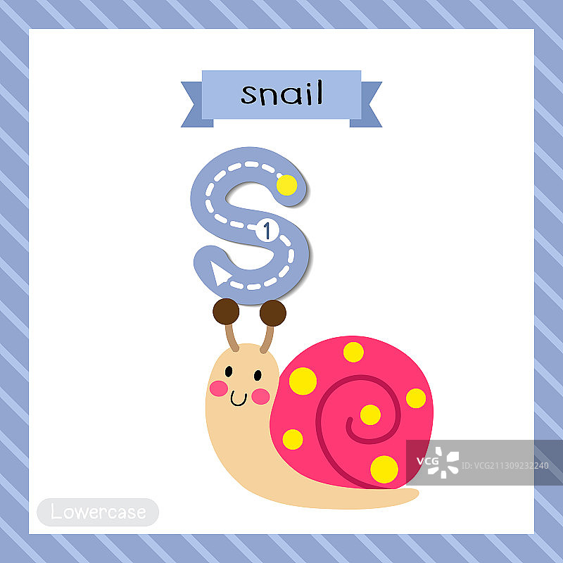 小写字母S彩色蜗牛描摹图片素材