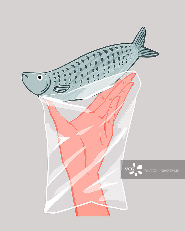 手部套着塑料袋接触生鲜图片素材