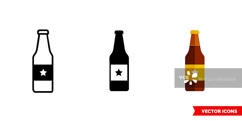3种不同样式的啤酒瓶图标图片素材