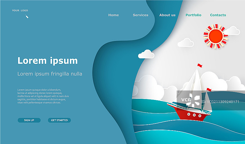 海洋航海帆船旅游登录页图片素材