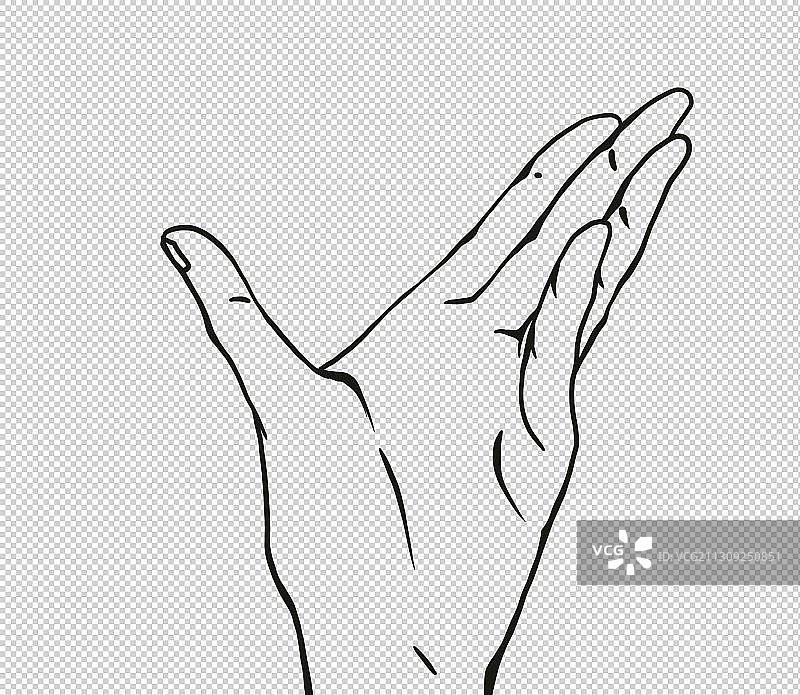 托举姿势的黑白手部动作插图图片素材