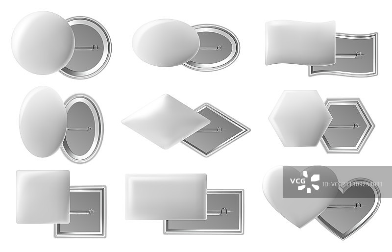 逼真的空白徽章按钮图片素材