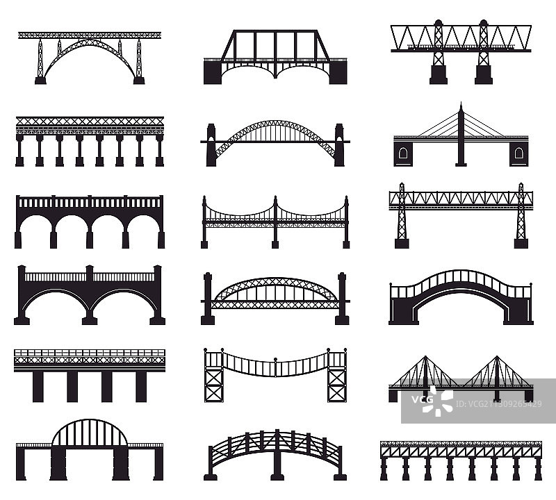 桥梁施工剪影图片素材