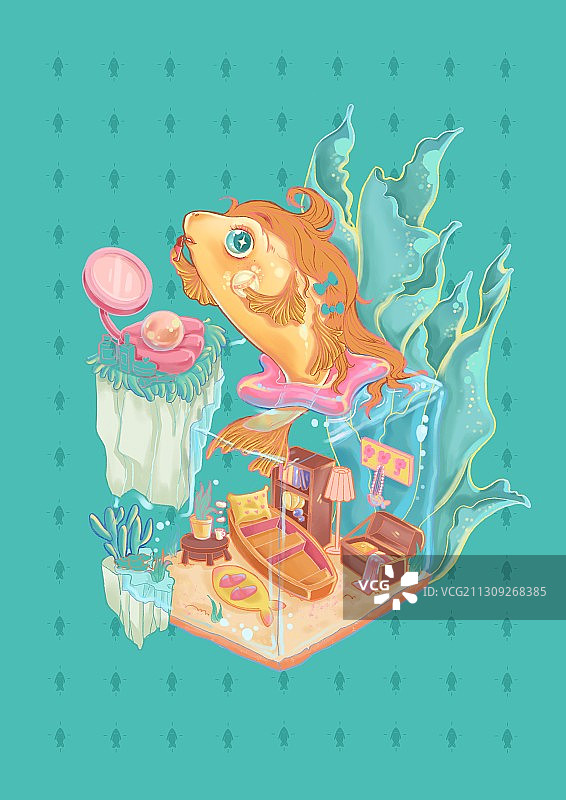 黄花鱼海洋插画图片素材