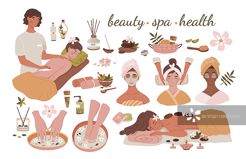 大型SPA护理美容养生套装图片素材