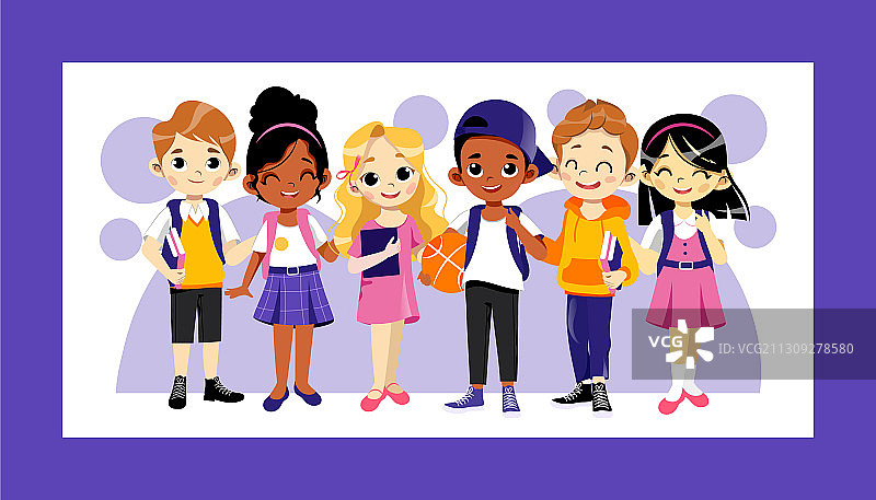 返校季：多元种族青少年组合概念图片素材