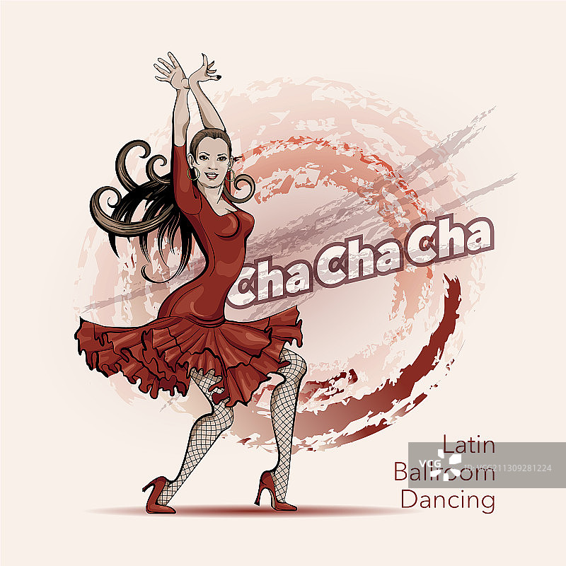 拉丁舞会主题海报（红裙女子）图片素材