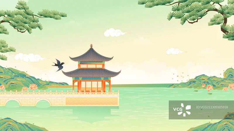 园林景观设计插画图片素材