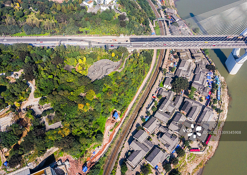 航拍重庆义渡古镇图片素材