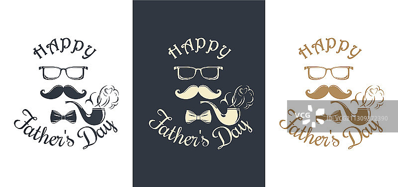 父亲节贺卡烟斗领结设计套装图片素材