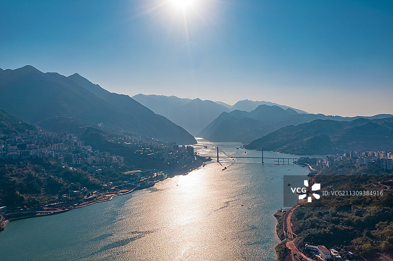 航拍恩施市巴东县长江三峡风光图片素材