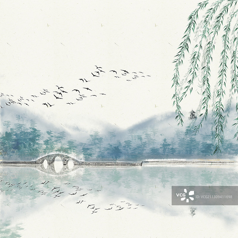 小桥流水图片素材