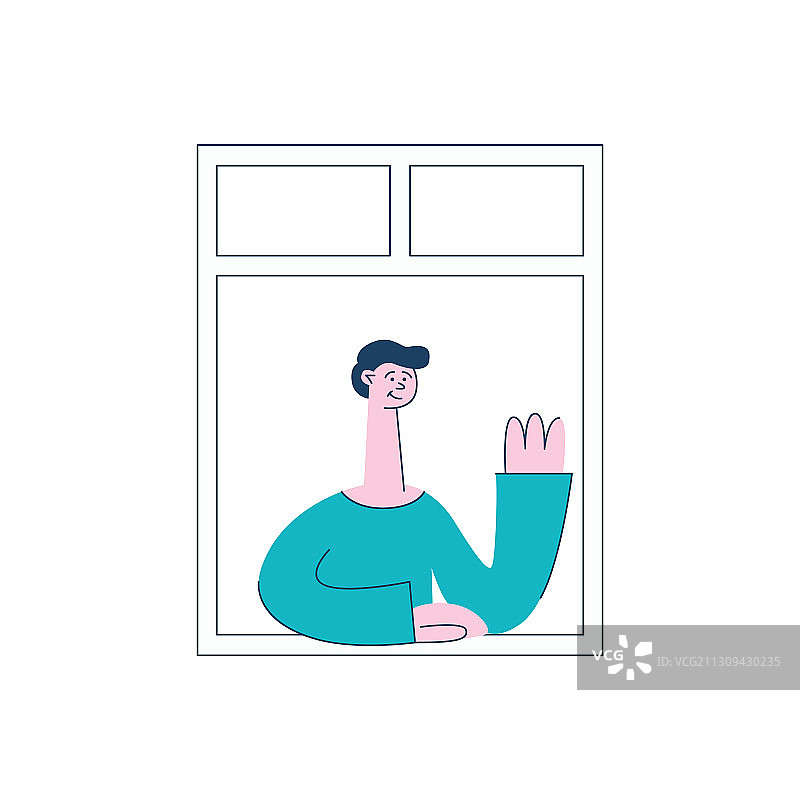 男人或棕发男孩站在窗边图片素材