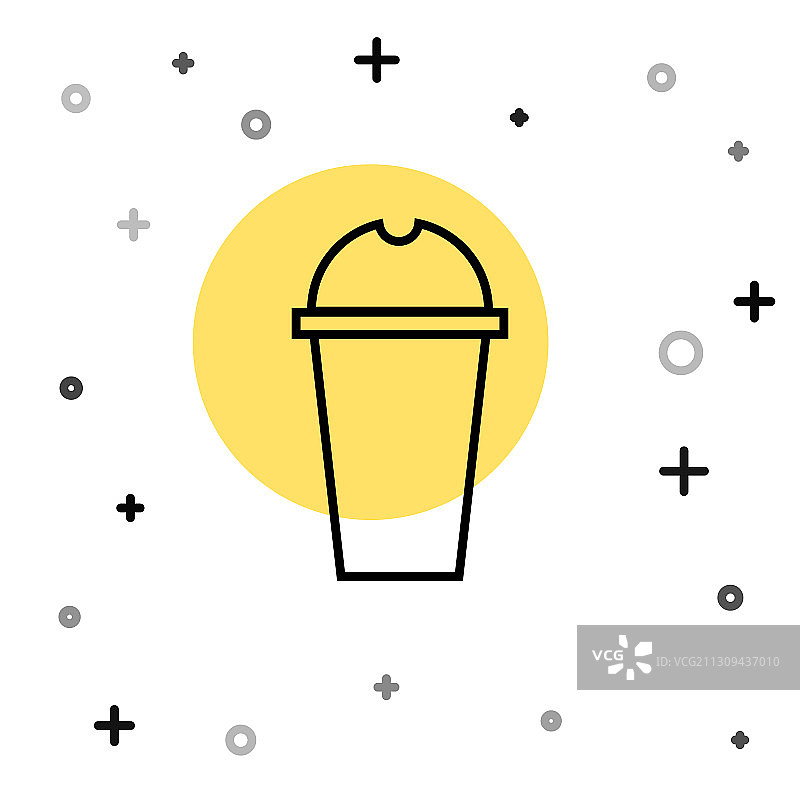 黑色线条奶昔图标，白色背景图片素材