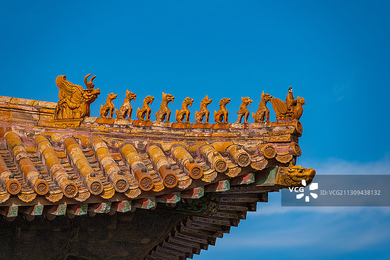 北京故宫保和殿屋檐角兽（吻兽）图片素材