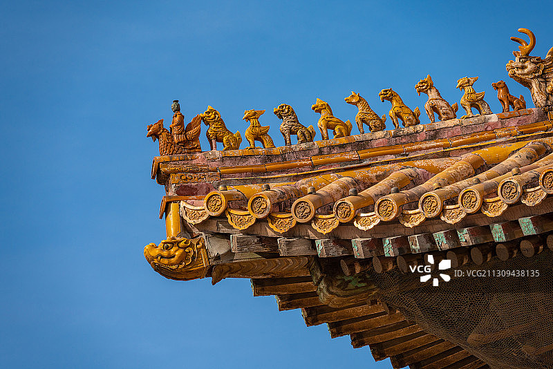 北京故宫保和殿屋檐角兽（吻兽）图片素材