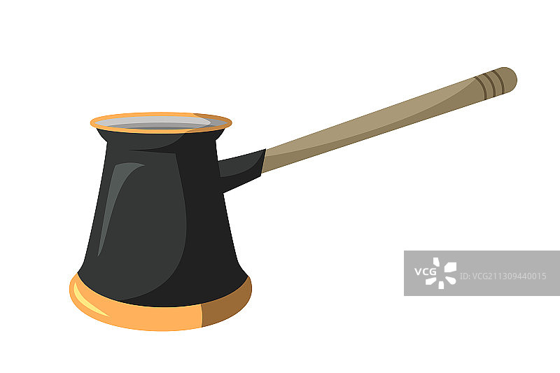 白色背景上的长柄土耳其咖啡壶图片素材