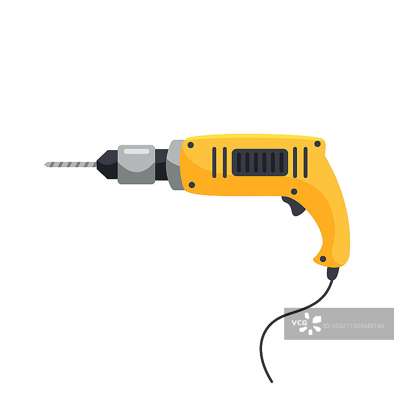 手动电钻黄色隔离白色图片素材