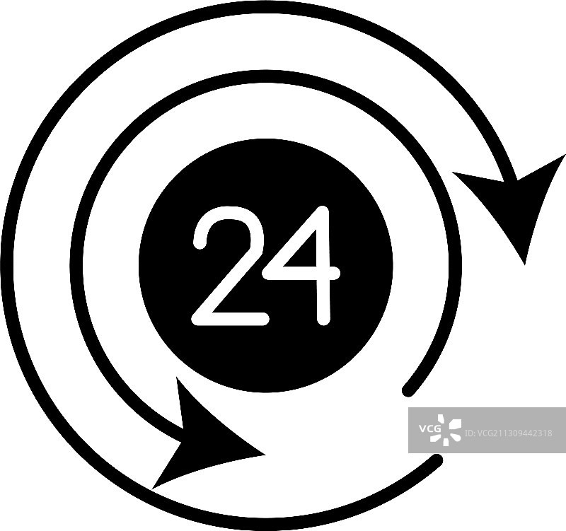 24小时时间图标轮廓风格图片素材