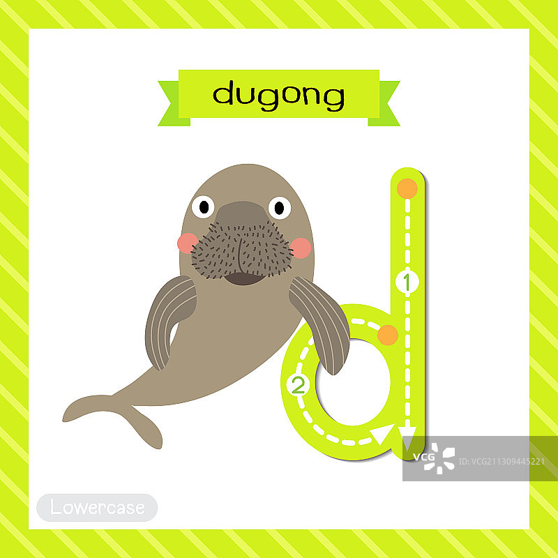 小写字母D描摹快乐儒艮图片素材