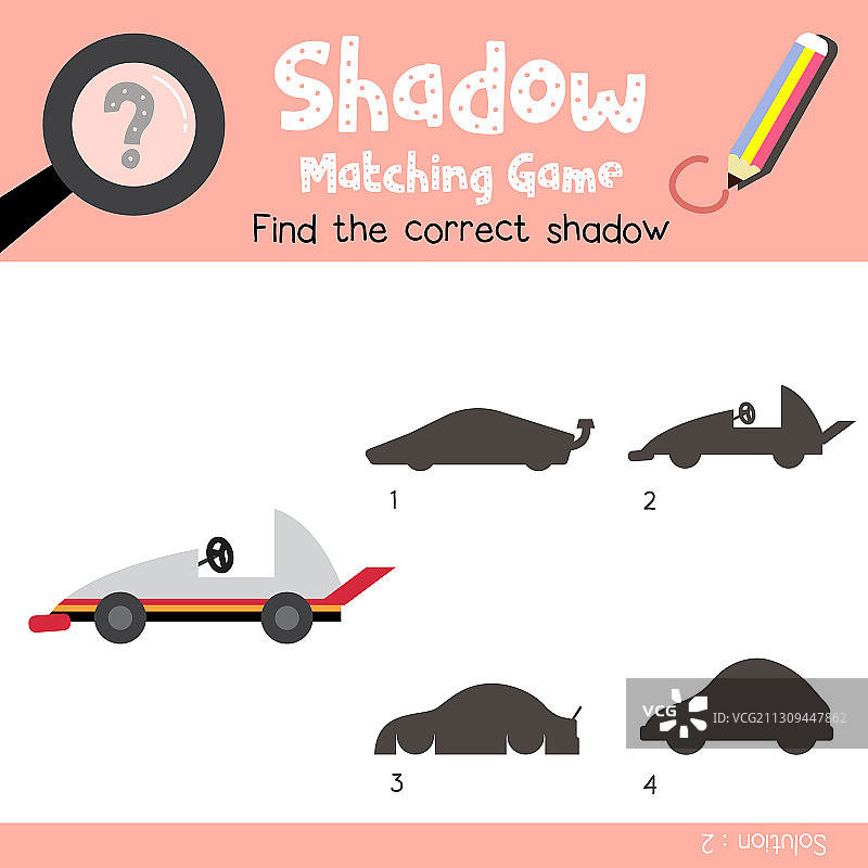 影子配对游戏：卡通卡丁车图片素材