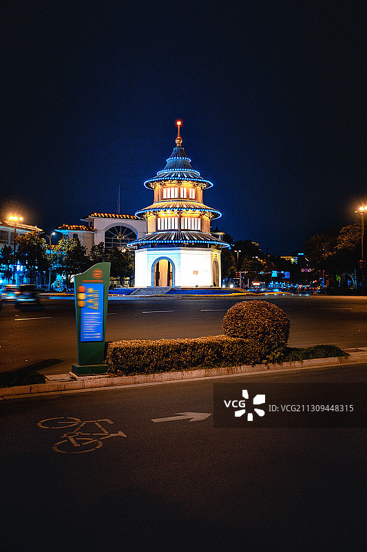 夜色+文昌阁（扬州）图片素材