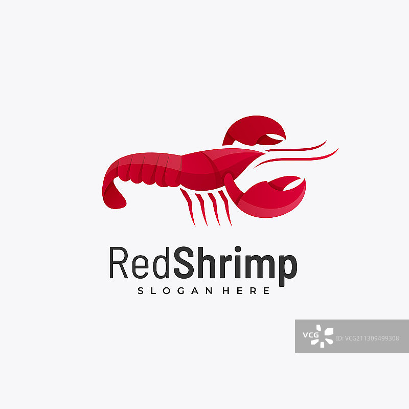红色虾渐变彩色风格Logo图片素材