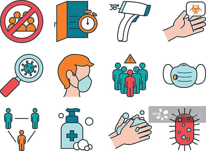 洗手与阻止冠状病毒图标系列图片素材