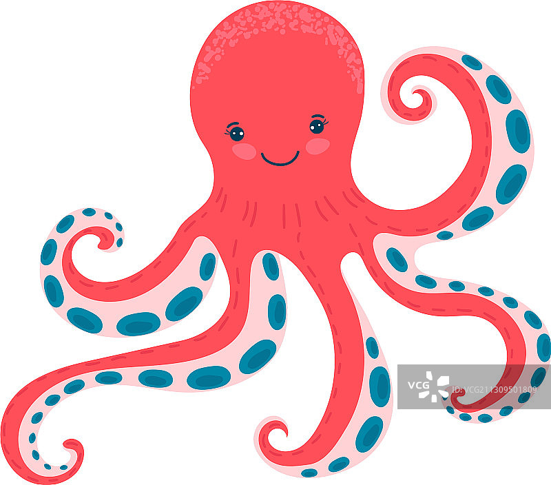 卡通红色章鱼海洋可爱动物图片素材