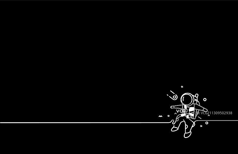 宇航员在太空坠落 - 扁平线条艺术图片素材