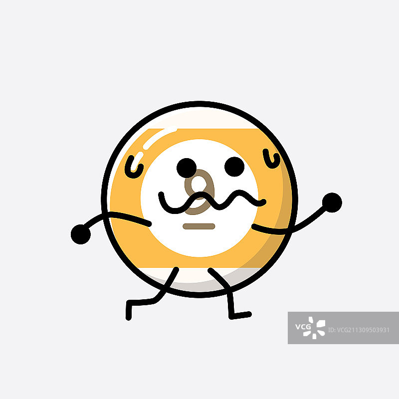 可爱的台球吉祥物人物在平图片素材