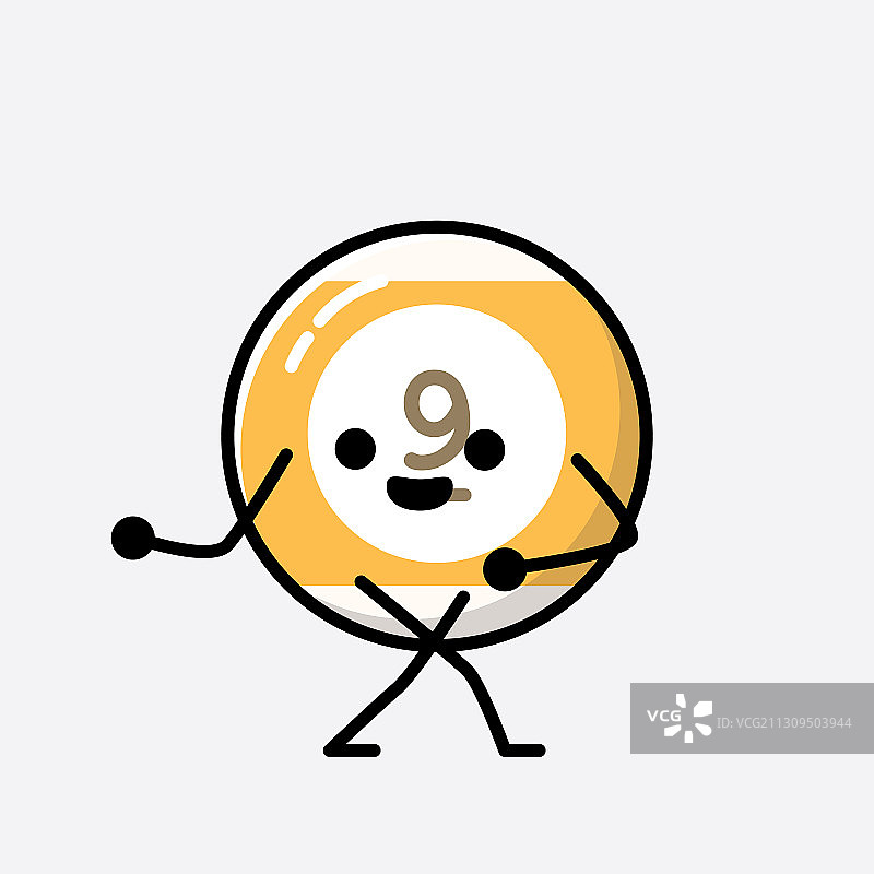 可爱的台球吉祥物人物在平图片素材