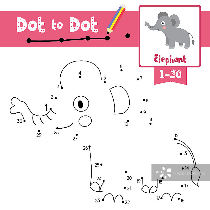 点到点的教育游戏和着色书图片素材